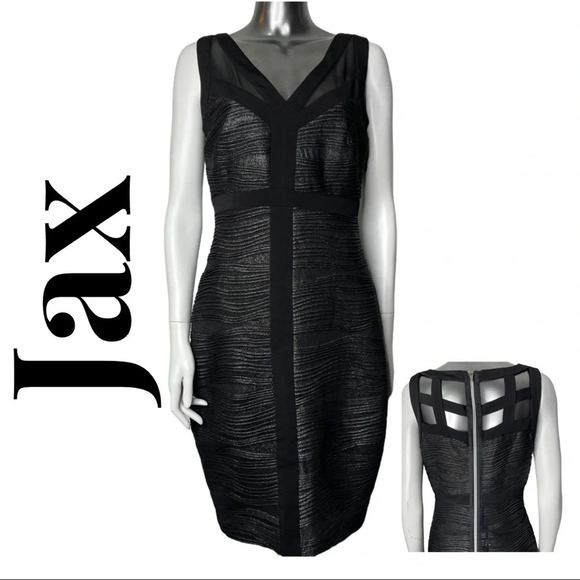 Black  and Silver Jax Cocktail Dress Cut Out Detail Size 6 - Picture 1 of 10
